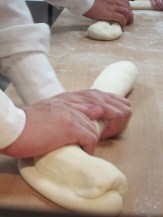 Rolling the dim sum dough